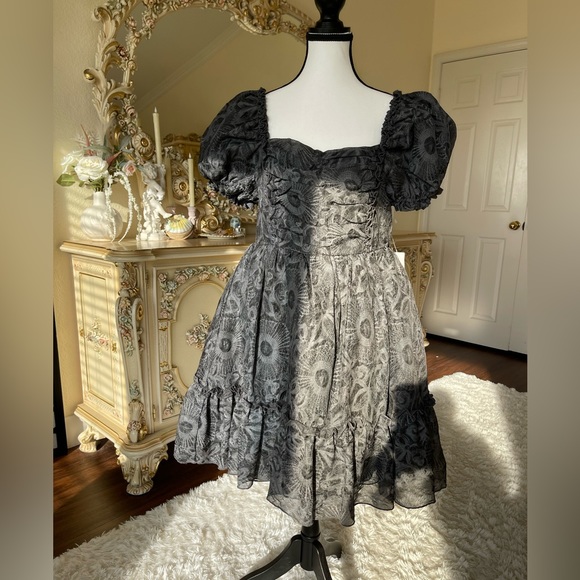 New Puff Dress in charcoal/ black/ white - Picture 8 of 11